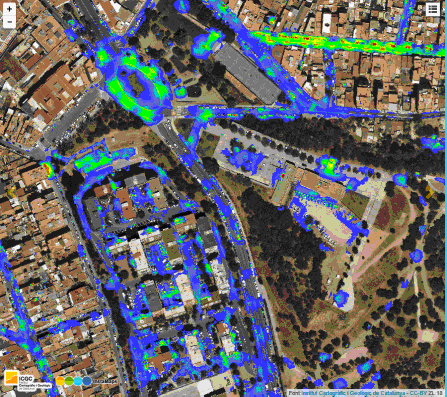 Contaminació lumínica Mapa de contaminació lumínica mostra les luminàncies en tots els carrers de la ciutat