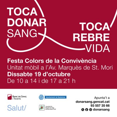 <bound method DexterityContent.Title of <Event at /fs-badalona/badalona/ca/serveis-ajuntament/sanitat-i-salut/agenda/jornada-de-donacio-del-banc-de-sang-19-octubre-avinguda-marques-de-sant-mori-10-00-a-14-00-i-de-17-00-a-21-00-en-el-marc-de-les-festes-de-la-convivencia>>.