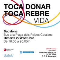 Jornada de donació del Banc de Sang. 22 octubre a la Plaça Països Catalans (unitat móvil) de 16.00 a 20.00