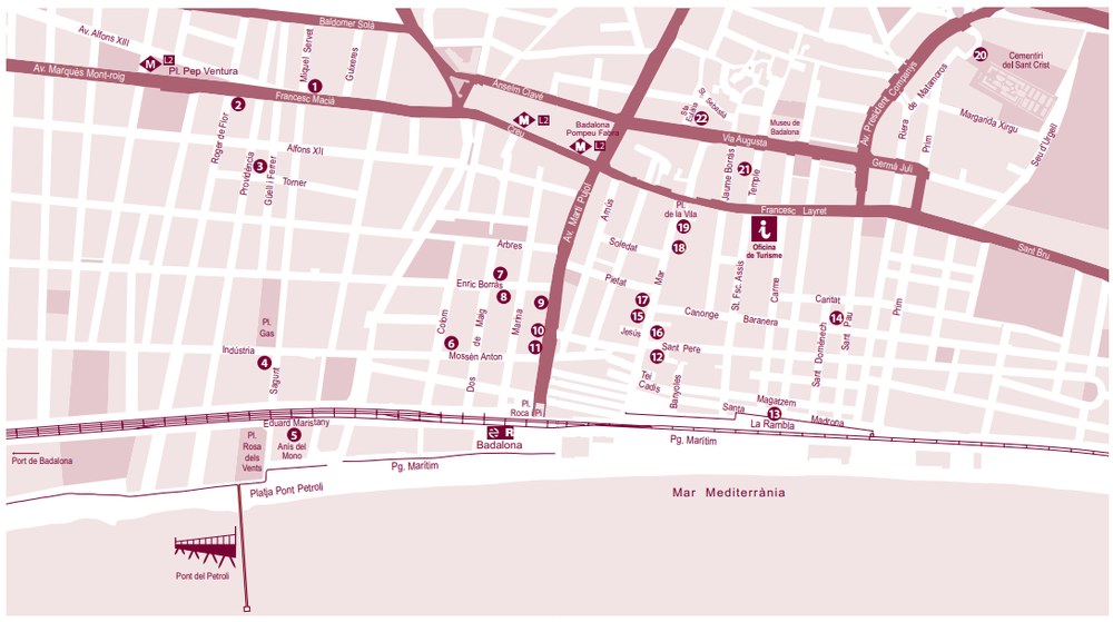 Mapa ruta modernista a Badalona
