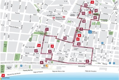 Mapa ruta centre històric de Badalona.
