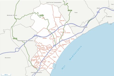 Mapa dels barris de Badalona.